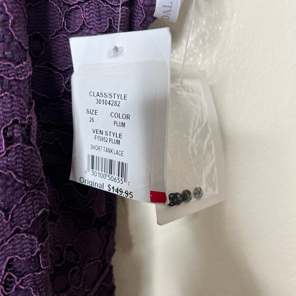 David's Bridal Tank Dress 26 Plus Size Purple Plum Lace Mini V-Neck Bridesmaid - Picture 6 of 9